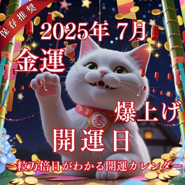 2025年7月金運爆上げ開運日💰一粒万倍日がわかる開運カレンダー💴